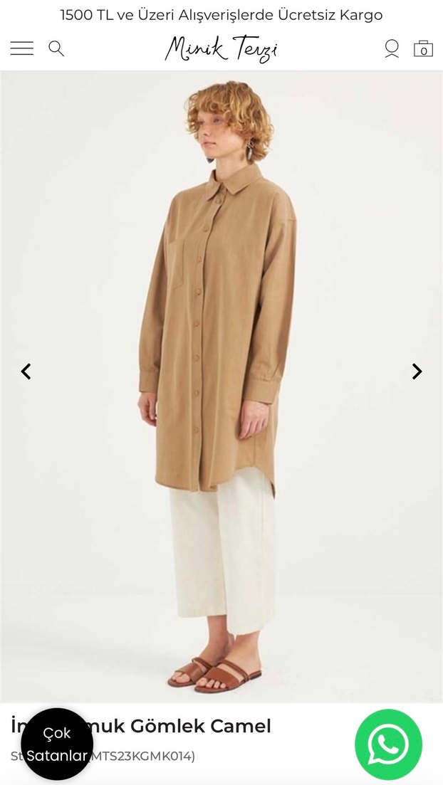 Camel Kadın Pamuklu Uzun Kollu Gömlek - Görsel 2