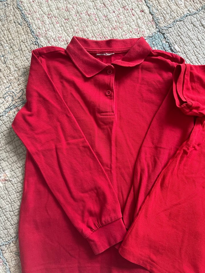 Kırmızı Uzun Kollu Polo Tişört - Görsel 3
