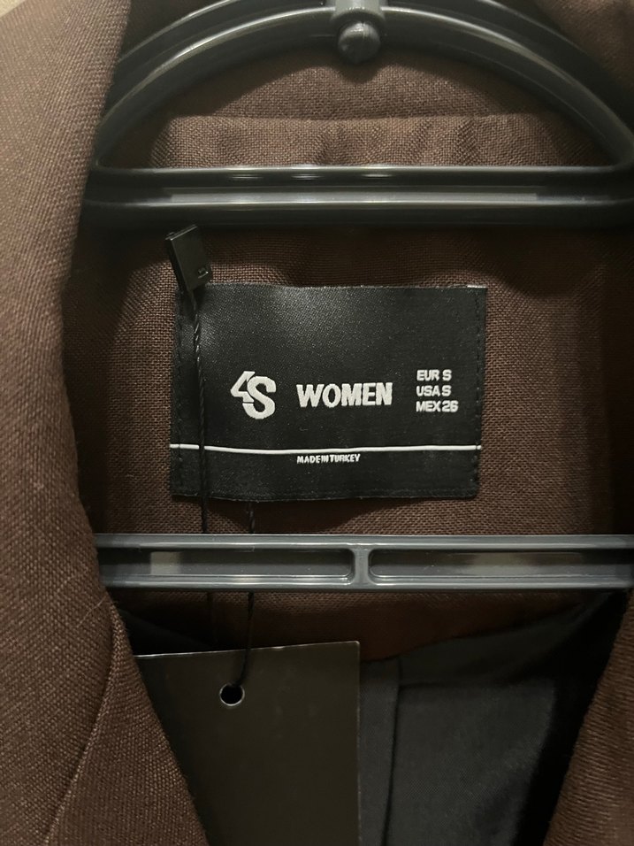 Düğmeli Kahverengi Midi Kadın Blazer - Görsel 3