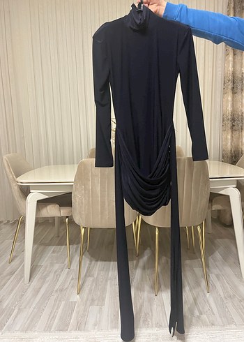 Lacivert Yakalı Mini Kadın Elbise - Görsel 2