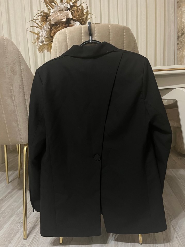 Düğmeli Siyah Kadın Blazer Ceket - Görsel 3