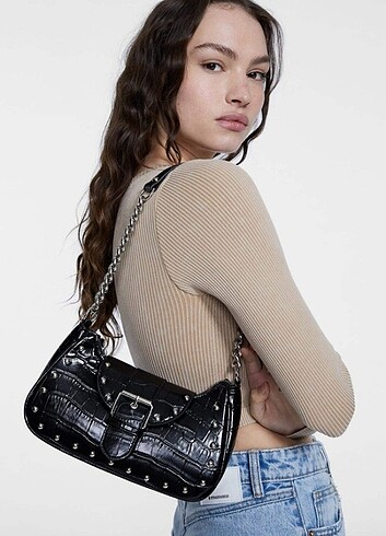 Stradivarius Zımbalı timsah desenli kol çantası Stradivarius