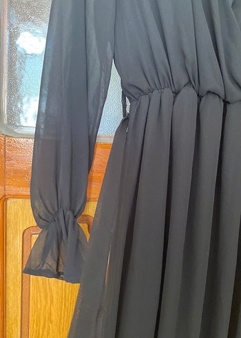38 Beden Uzun Siyah V Yaka Gotik Elbise