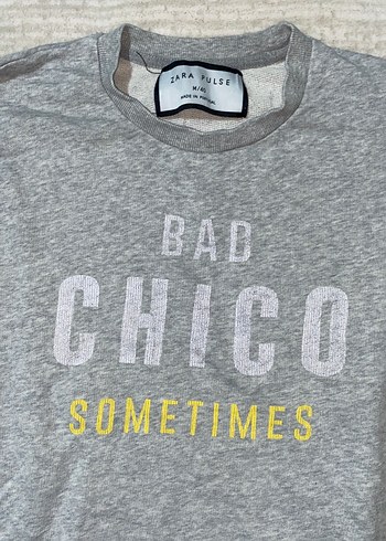 Gri Pamuklu Uzun Kollu Baskılı Sweatshirt - Görsel 3