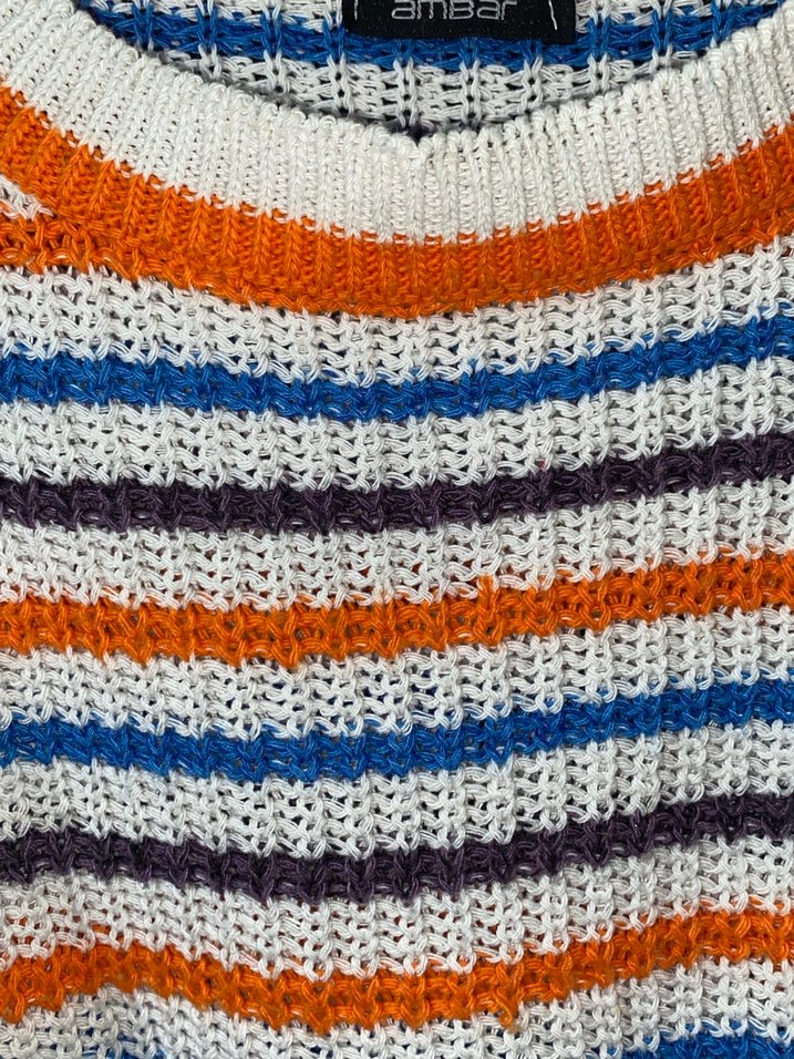 Çizgili Gri Rahat Kadın Kazak - Görsel 2