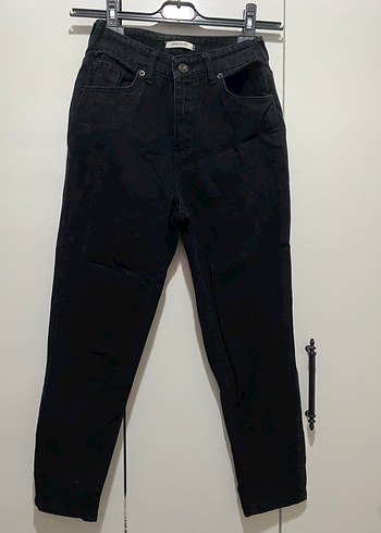 Siyah Bol Kesim Kadın Kot Pantolon - Görsel 5