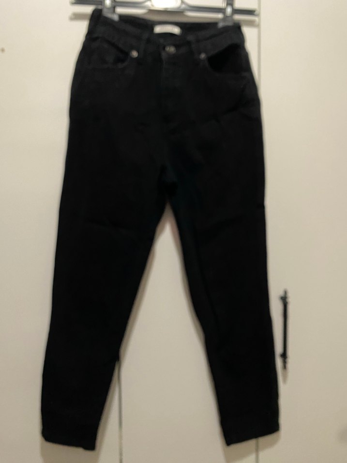 Siyah Bol Kesim Kadın Kot Pantolon - Görsel 4