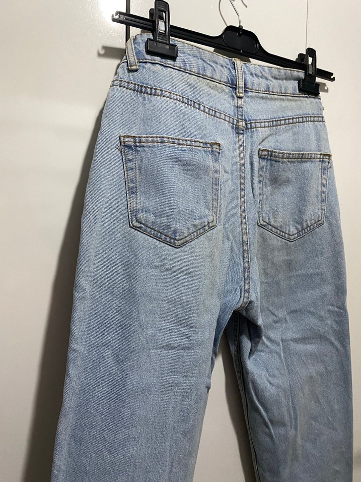 Kadın Mavi Bol Kesim Denim Jean - Görsel 5