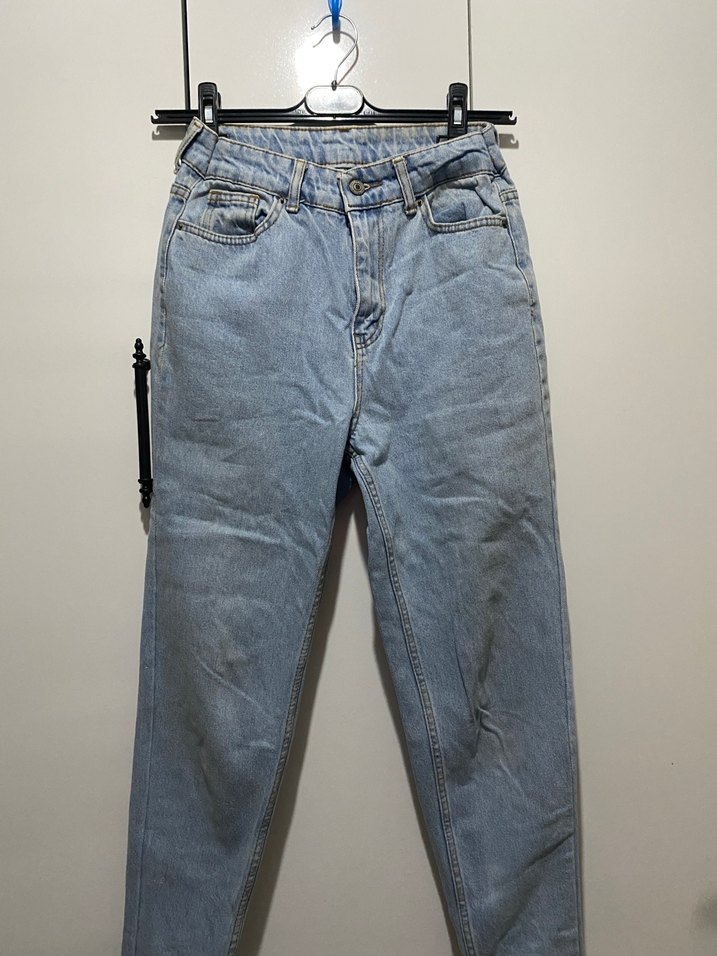 Kadın Mavi Bol Kesim Denim Jean - Görsel 3