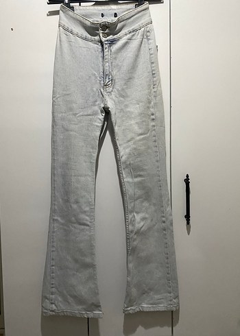 buz mavisi Düğmeli Kadın Jean 24/34 beden - Görsel 2