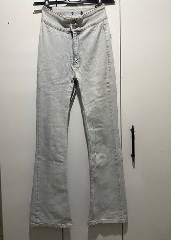 buz mavisi Düğmeli Kadın Jean 24/34 beden - Görsel 3