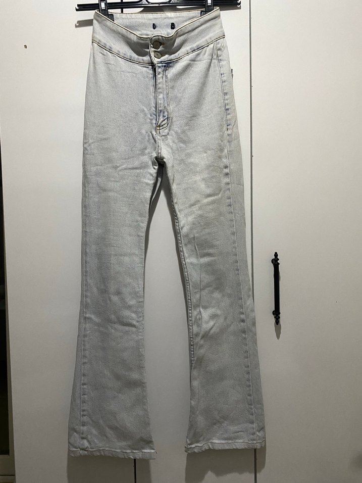 buz mavisi Düğmeli Kadın Jean 24/34 beden - Görsel 3