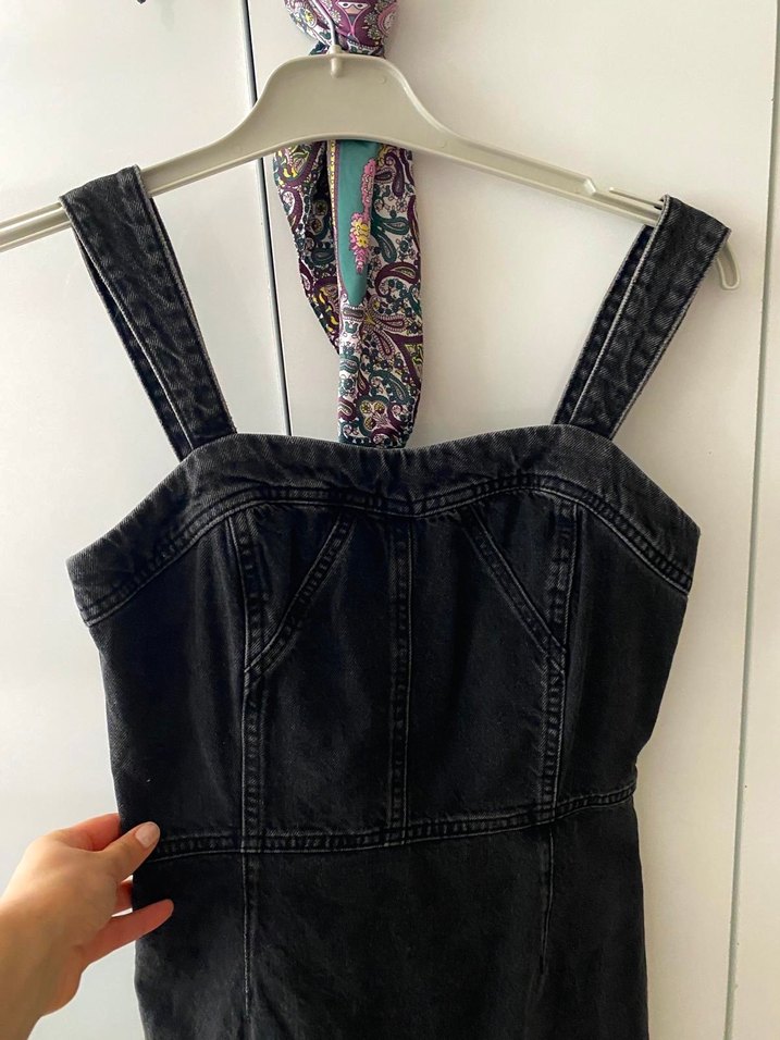 Siyah Kot Midi Elbise - Görsel 4