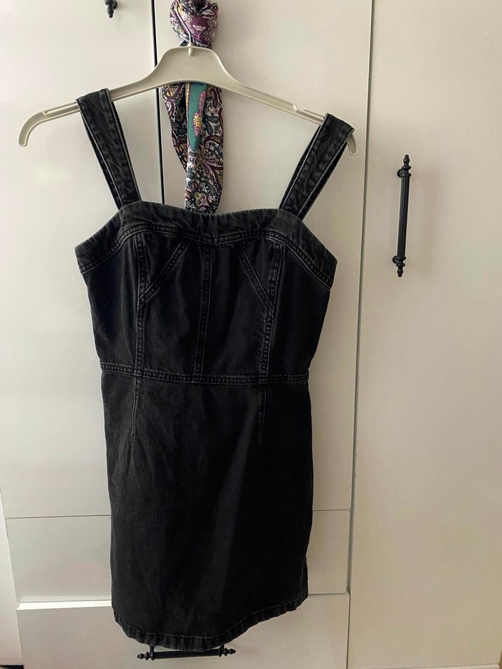 Siyah Kot Midi Elbise - Görsel 5