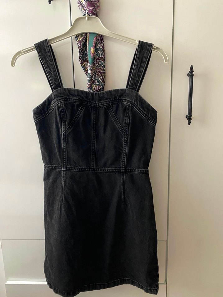 Siyah Kot Midi Elbise - Görsel 2