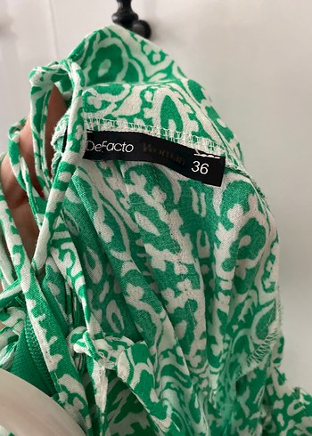 Yeşil Bağlamalı Uzun Yırtmaçlı Bohem Elbise - Görsel 7