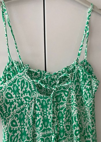 Yeşil Bağlamalı Uzun Yırtmaçlı Bohem Elbise - Görsel 5