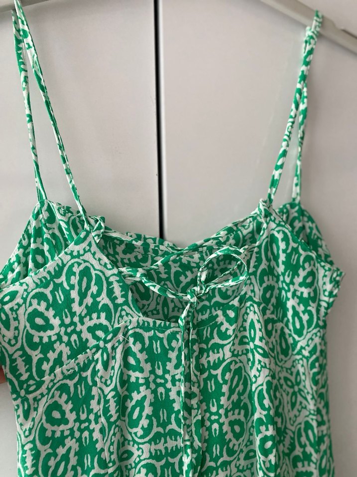 Yeşil Bağlamalı Uzun Yırtmaçlı Bohem Elbise - Görsel 5