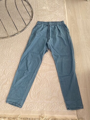 Beli lastikli ince kot pantolon