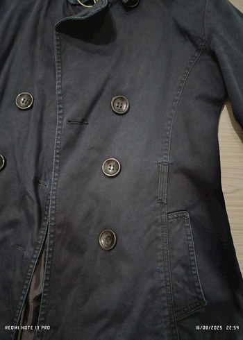 Y2K Vintage Düğmeli Lacivert Kadın Trençkot - Görsel 5