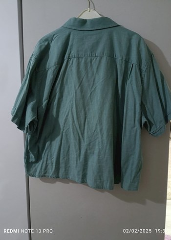 LCW Düğmeli Kısa Kollu Turkuaz Kadın Gömlek - Görsel 4