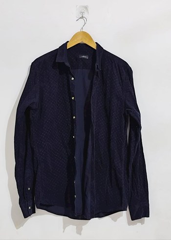 Erkek Lacivert Düğmeli Uzun Kollu Gömlek - Görsel 2