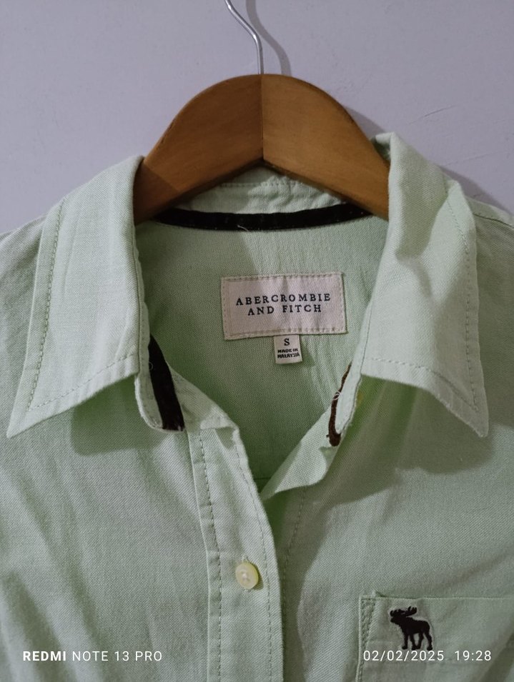 Y2K Abercrombie&Fitch Düğmeli Yeşil Uzun Kollu Kadın Gömlek - Görsel 3