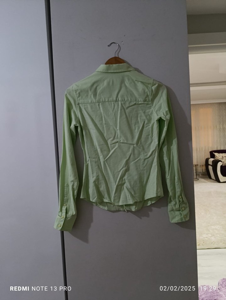 Y2K Abercrombie&Fitch Düğmeli Yeşil Uzun Kollu Kadın Gömlek - Görsel 4