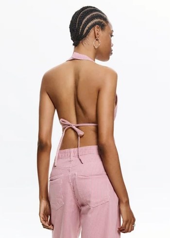 Pull&Bear 100% Pamuklu Arkadan Bağlamalı Kot Üst Büstiyer - Görsel 2