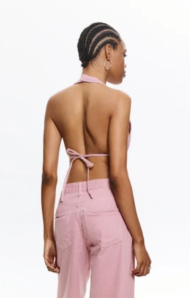 Pull&Bear 100% Pamuklu Arkadan Bağlamalı Kot Üst Büstiyer - Görsel 2