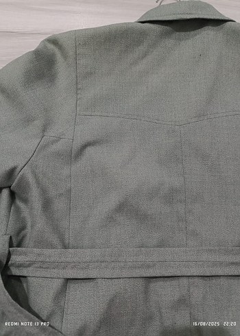 Kadın Su Yeşili Beli Kuşaklı Uzun Klasik Trençkot Kaban - Görsel 6