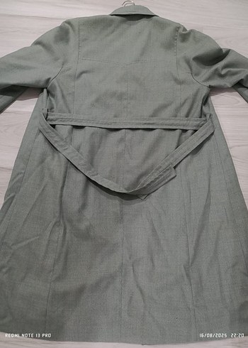 Kadın Su Yeşili Beli Kuşaklı Uzun Klasik Trençkot Kaban - Görsel 5