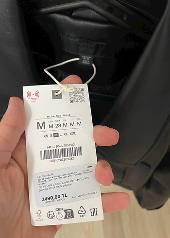 m Beden Düğmeli Siyah Deri Kadın Ceket