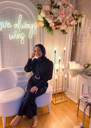 Uzun Kollu Siyah Kadın Elbise - Görsel 3