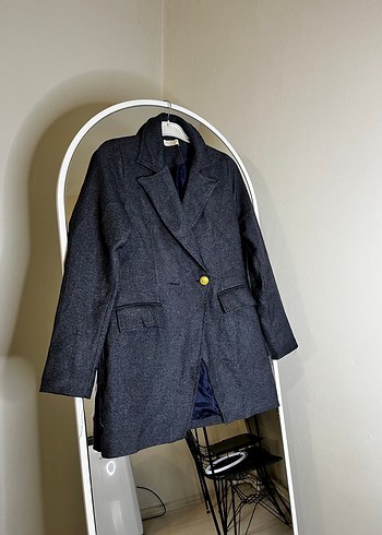 Gri Kadın Kısa Denim Blazer Ceket