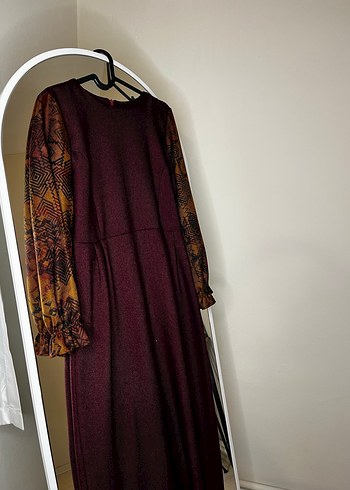 38 Beden Bordo Uzun Kollu kalem Elbise