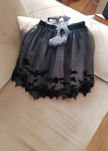 H&M siyah  halloween temalı Kız tütü etek ve maske - Görsel 4