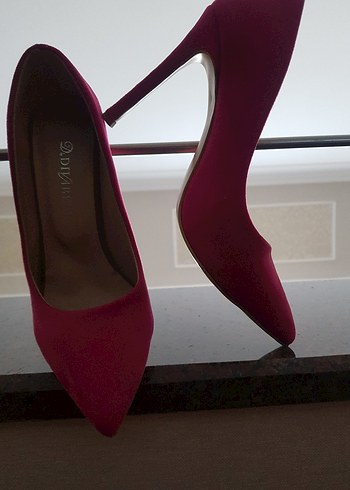 Divares Pembe Süet Stiletto Topuklu Kadın Ayakkabı - Görsel 3