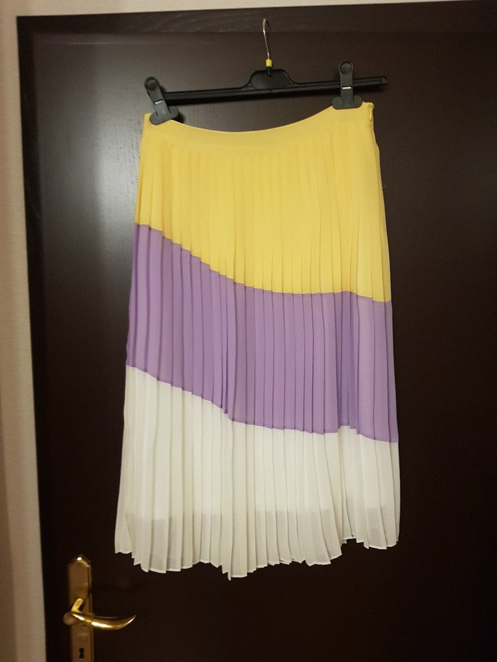 Fabrika Piliseli Pastel Renkli Kadın Şifon Etek - Görsel 2