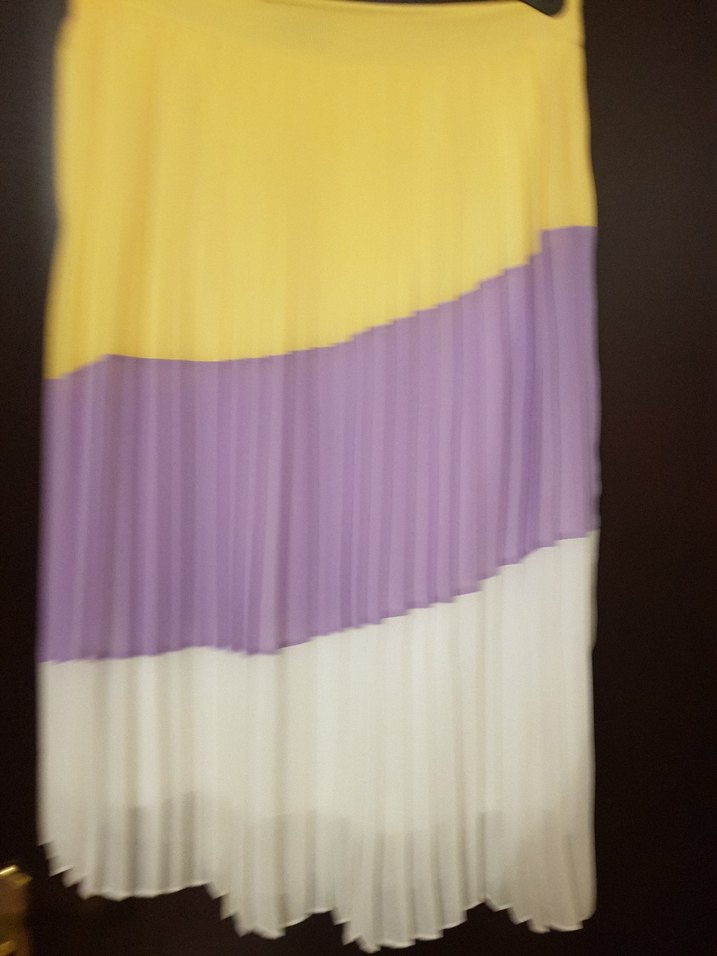 Fabrika Piliseli Pastel Renkli Kadın Şifon Etek - Görsel 4