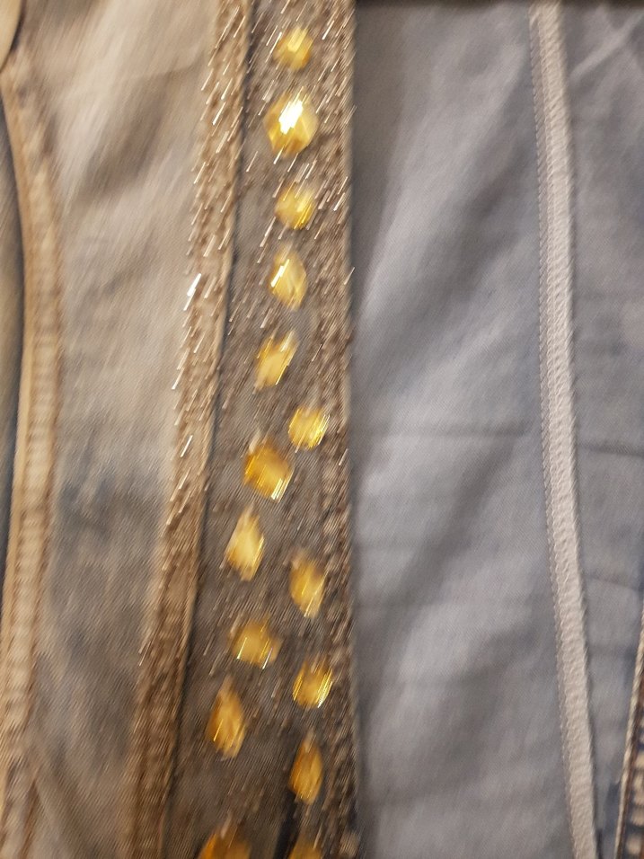 Taşlı Mavi Kadın Kot Ceket - Görsel 2