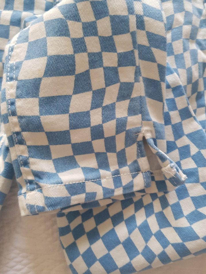 Kadın Mavi Ekose bershka Denim Pantolon - Görsel 2