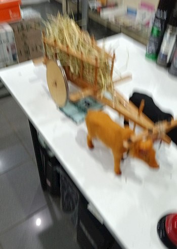 Bej Renkli Ahşap Oyuncak At Arabası 48x20x18 cm