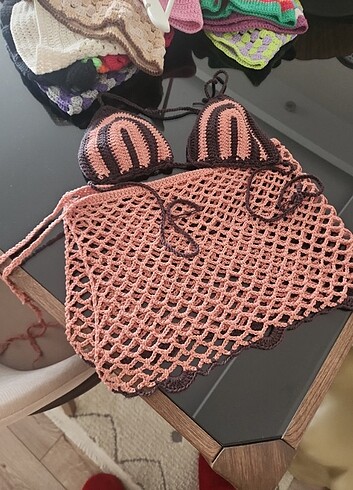 s Beden çeşitli Renk Bikini üstü pareo