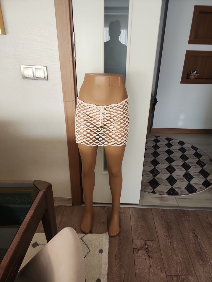 Bej Mini Dantel Detaylı Kadın Pareo - Görsel 2