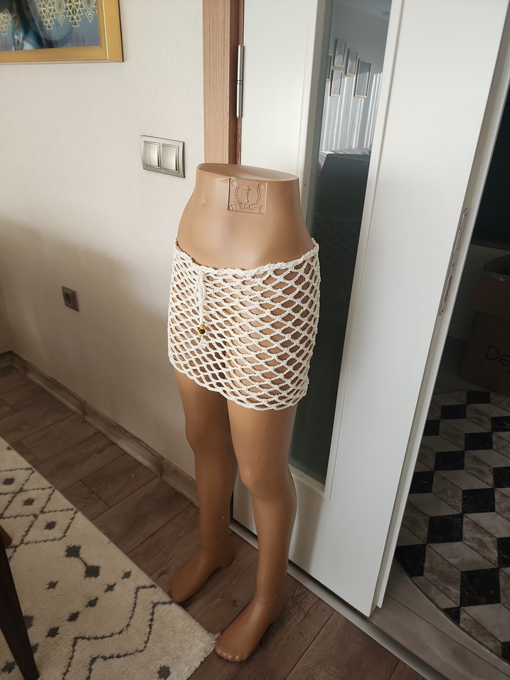 Bej Mini Dantel Detaylı Kadın Pareo - Görsel 4