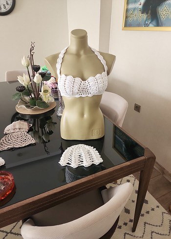Dantel Detaylı Beyaz Straplez Büstiyer ve bere fiyati 36 beden - Görsel 2