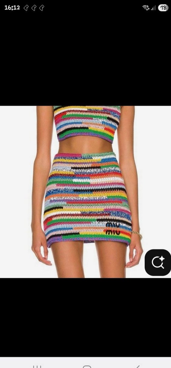 Renkli Örgü Mini Bohem Plaj etek bikini ustu 36 beden - Görsel 2