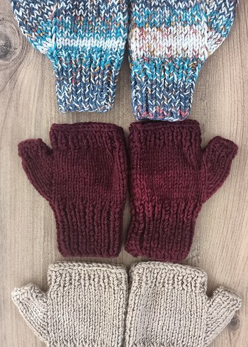 Gri Örgü erkek cocuk Parmaksız Eldiven - Görsel 2