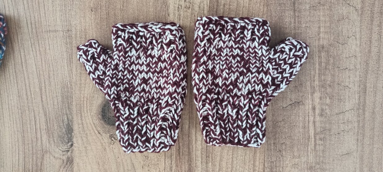 Gri Örgü erkek cocuk Parmaksız Eldiven - Görsel 3